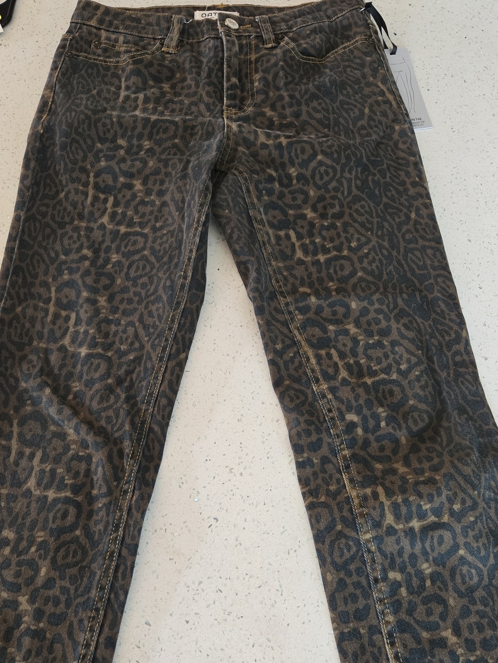 Oat New York Leopard-Print Skinny Jeans — Black & Brown